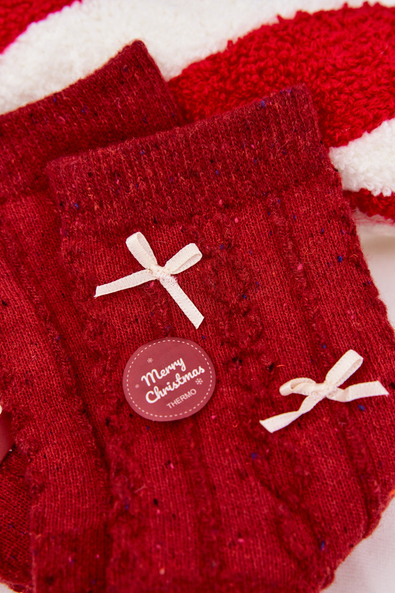 Vánoční ponožky s mašlí