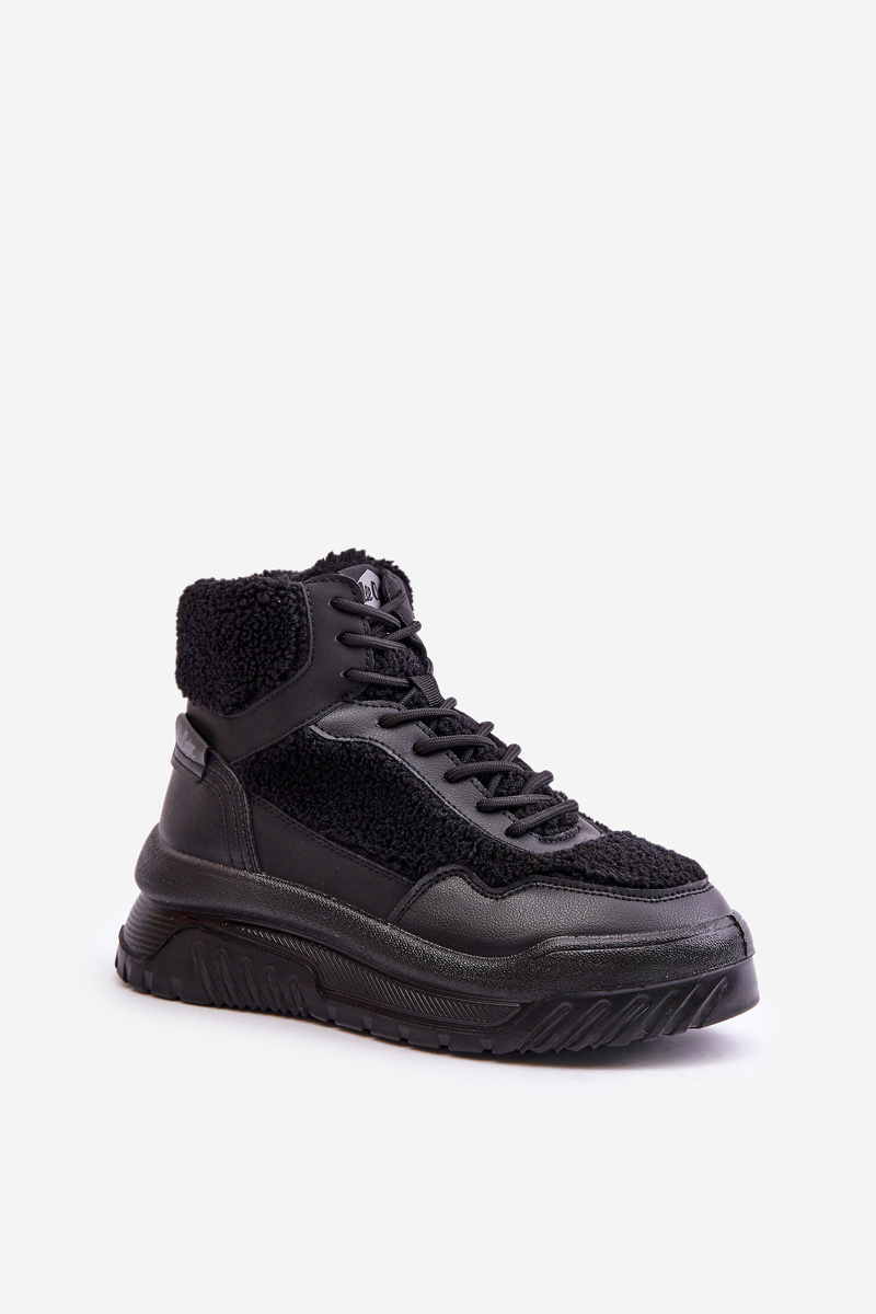 Women's platform sneakers with sheepskin Lee Cooper Black
