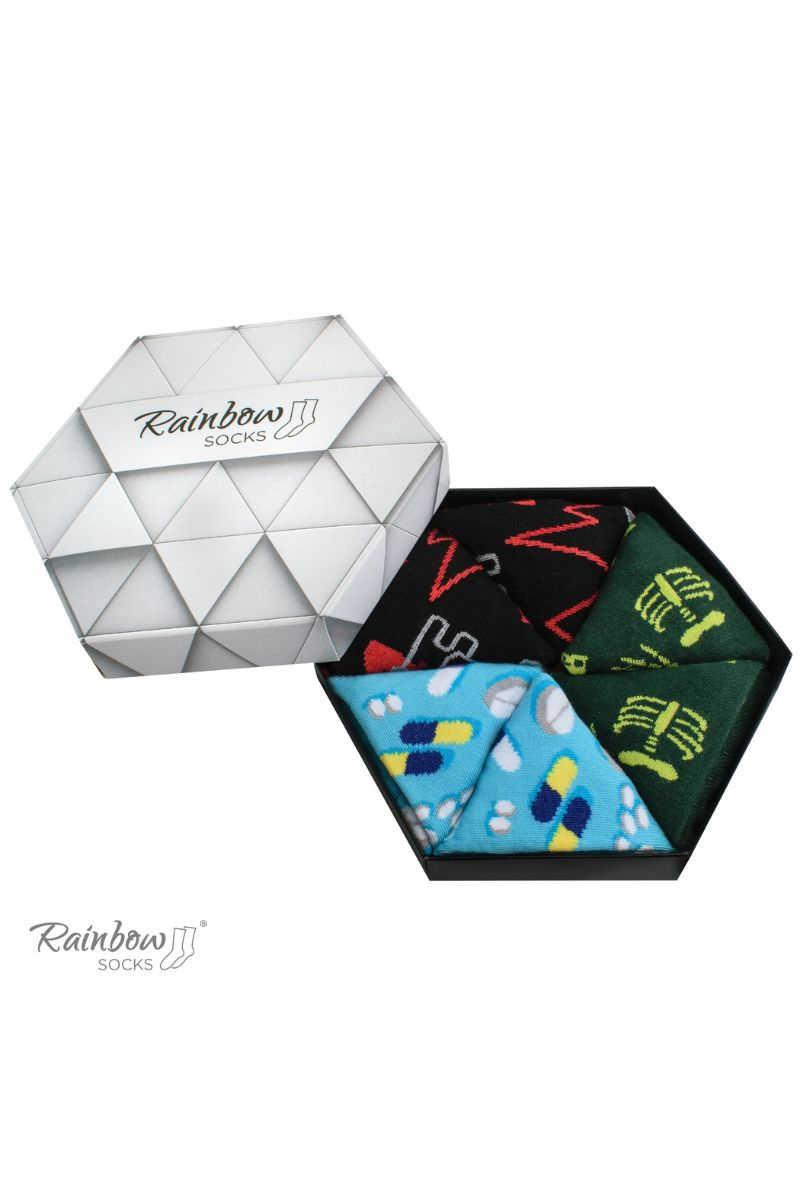 ZOOKSY/RAINBOW SOCKS Duhové Rainbow Socks Ponožky Pro lékaře a mediky 3 Párů
