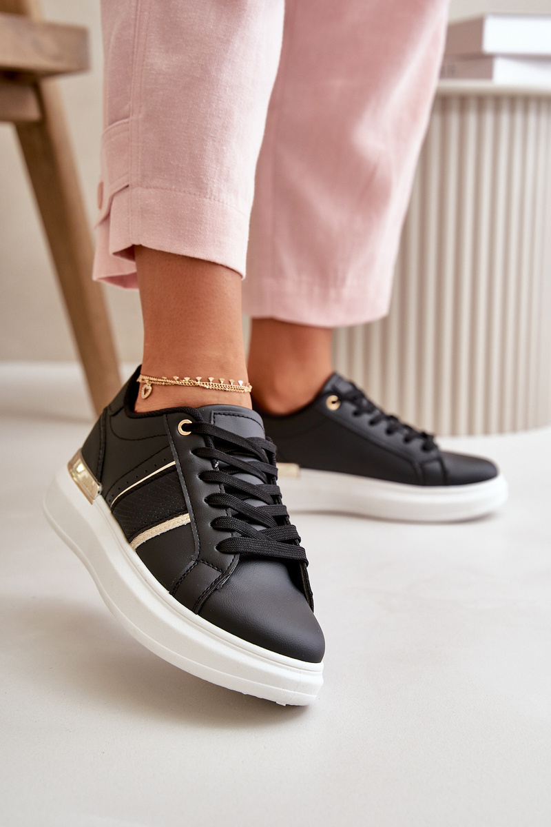 Boto Módní dámské sneakers na platformě z eko kůže černé Nevisase