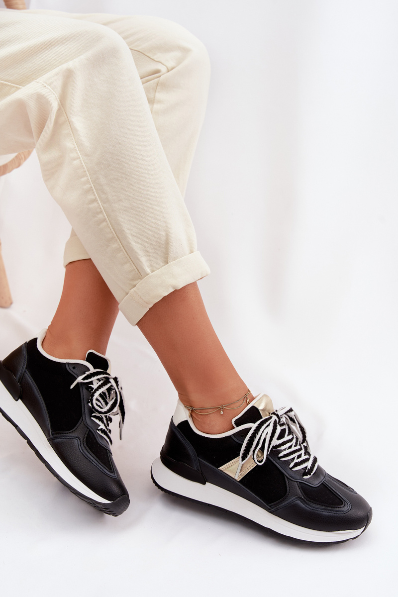 Дамски еко кожени маратонки черни Kelira