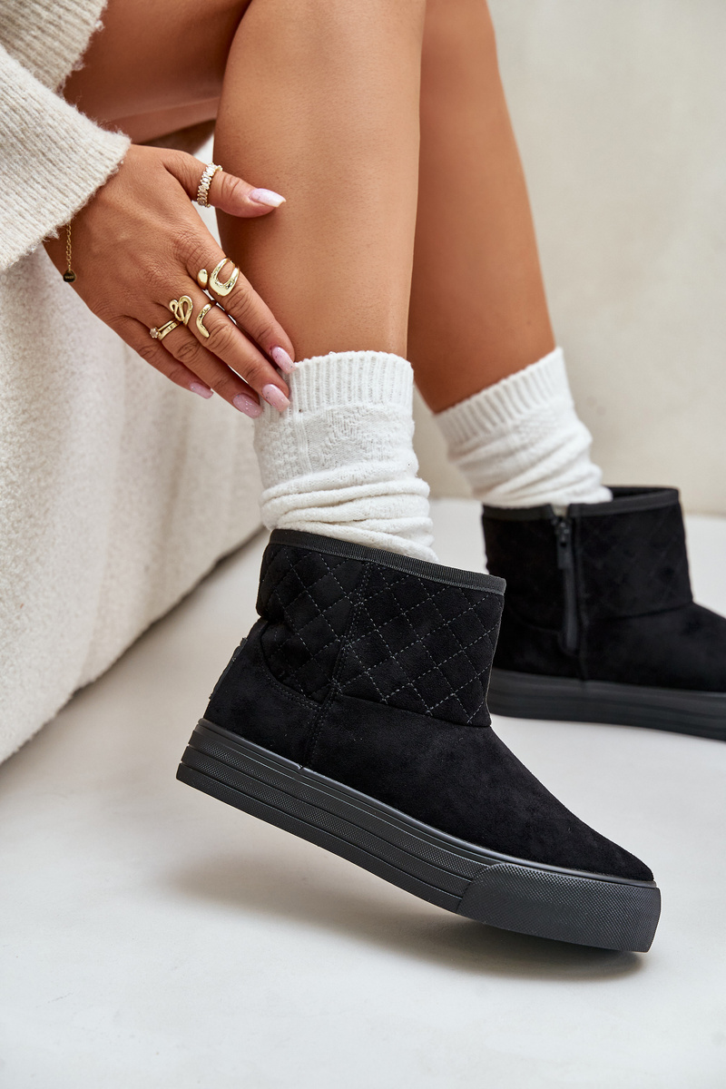 Ankle snow boots with zip insulated with fur Big Star black
