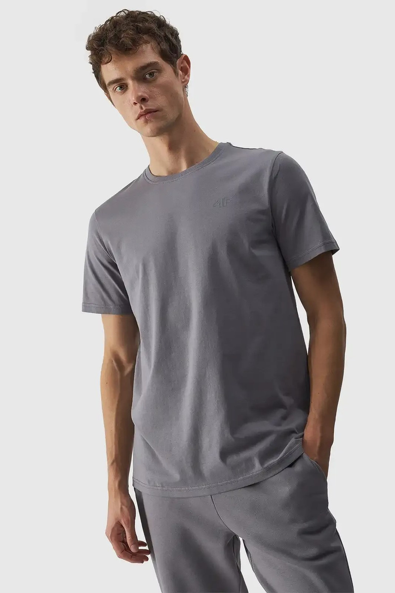 Men's Plain T-Shirt With Logo 4F Grey 4FWMM00TTS