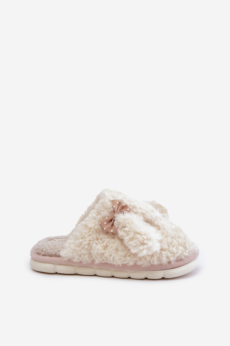 Futrzane Warm women&#039;s slippers beige Falinivia