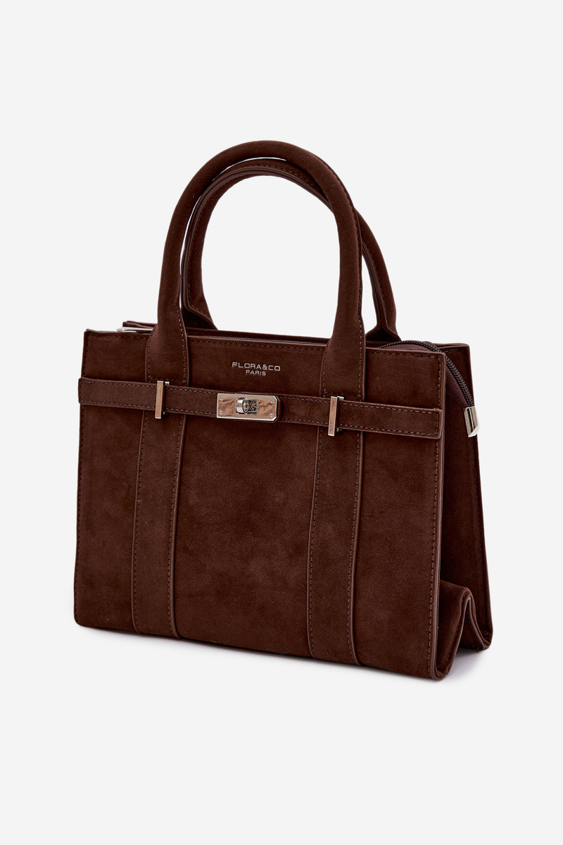 Flora&Co čokomodrá box kabelka z eko semišu