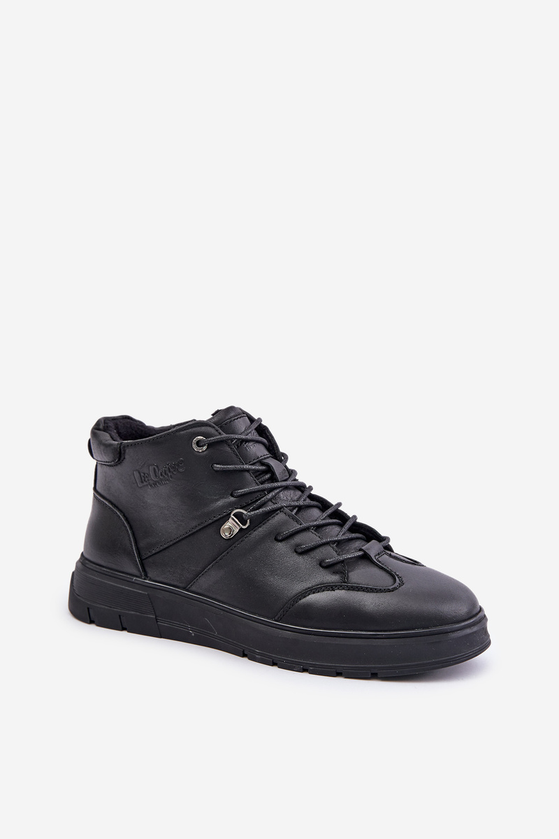 Kožené Zateplené Botky Sneakersy Pánské Lee Cooper Černé