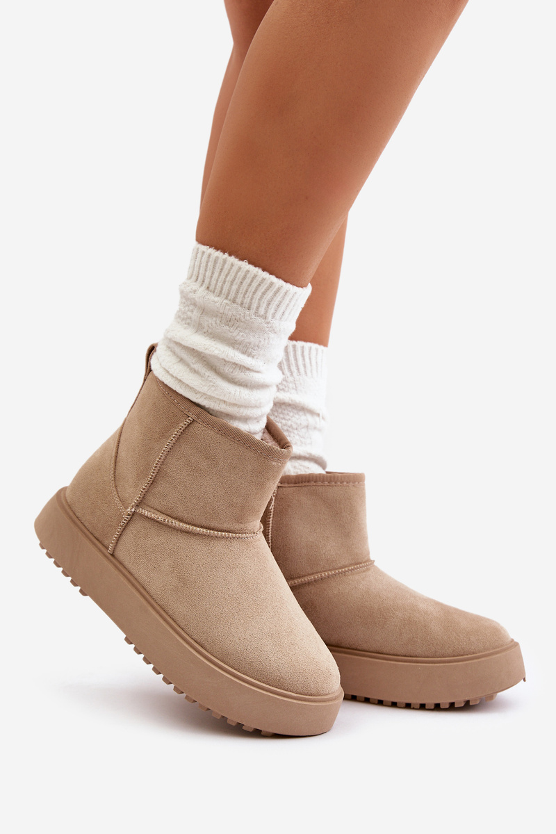 Women's platform snow boots made of eco suede beige Atteria