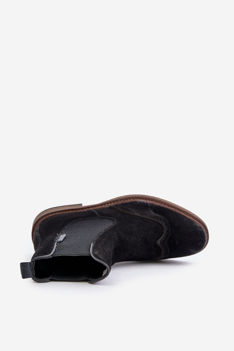 Suede Men&#039;s Ankle Boots Chelsea Big Star Black