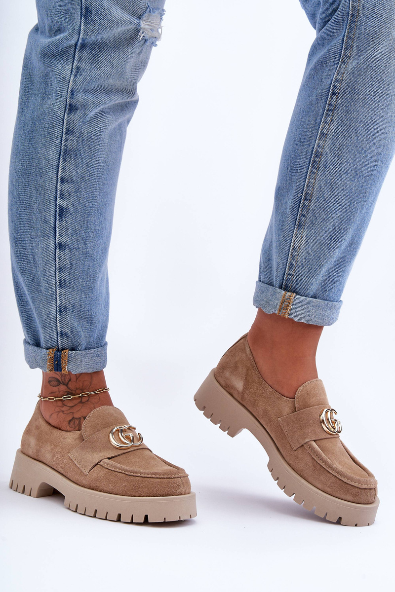 Laura Messi Dámske semišové topánky s dekoráciou Beige Rosefalls