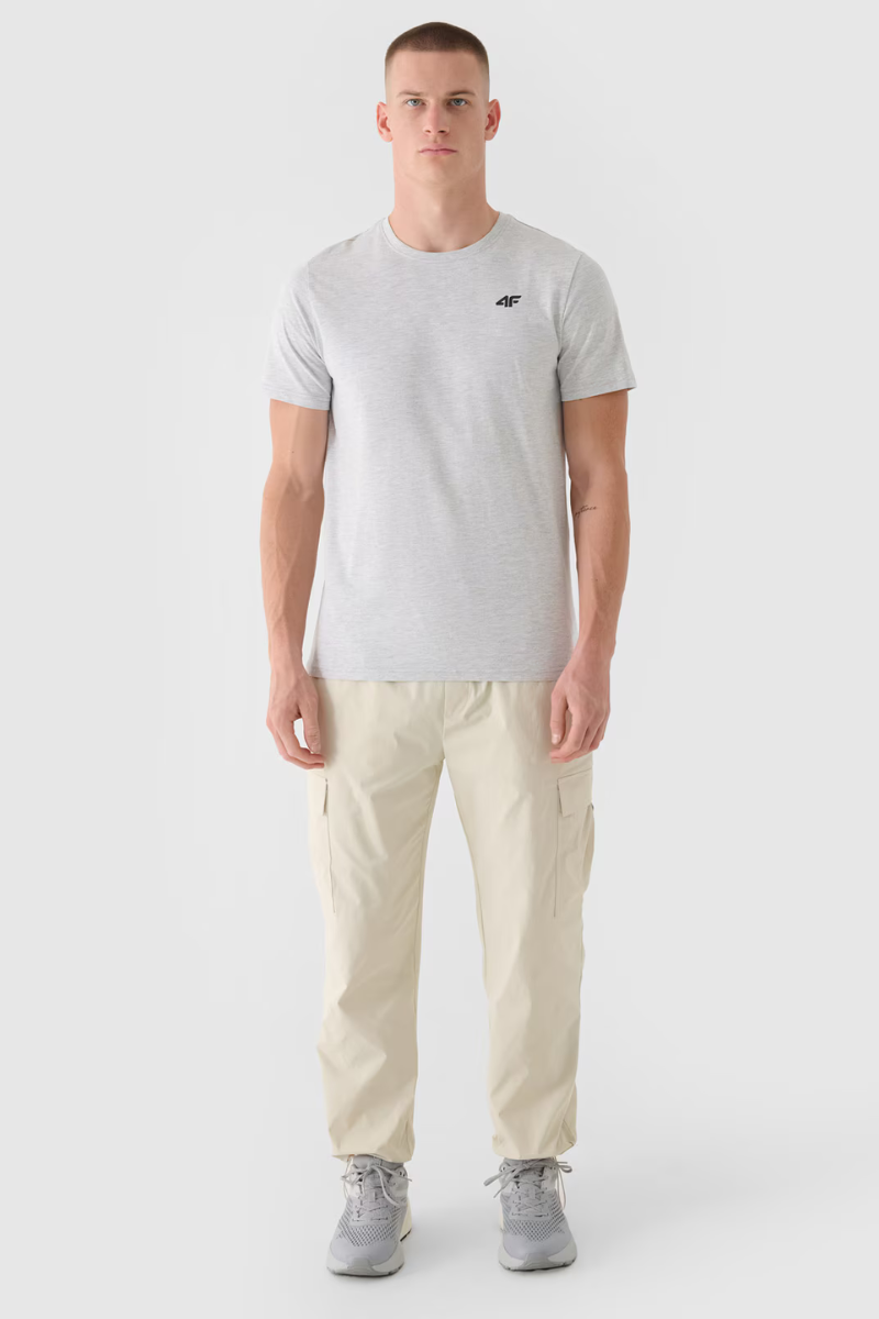 Men's Plain T-Shirt With Logo 4F Light Gray 4FWMM00TTS