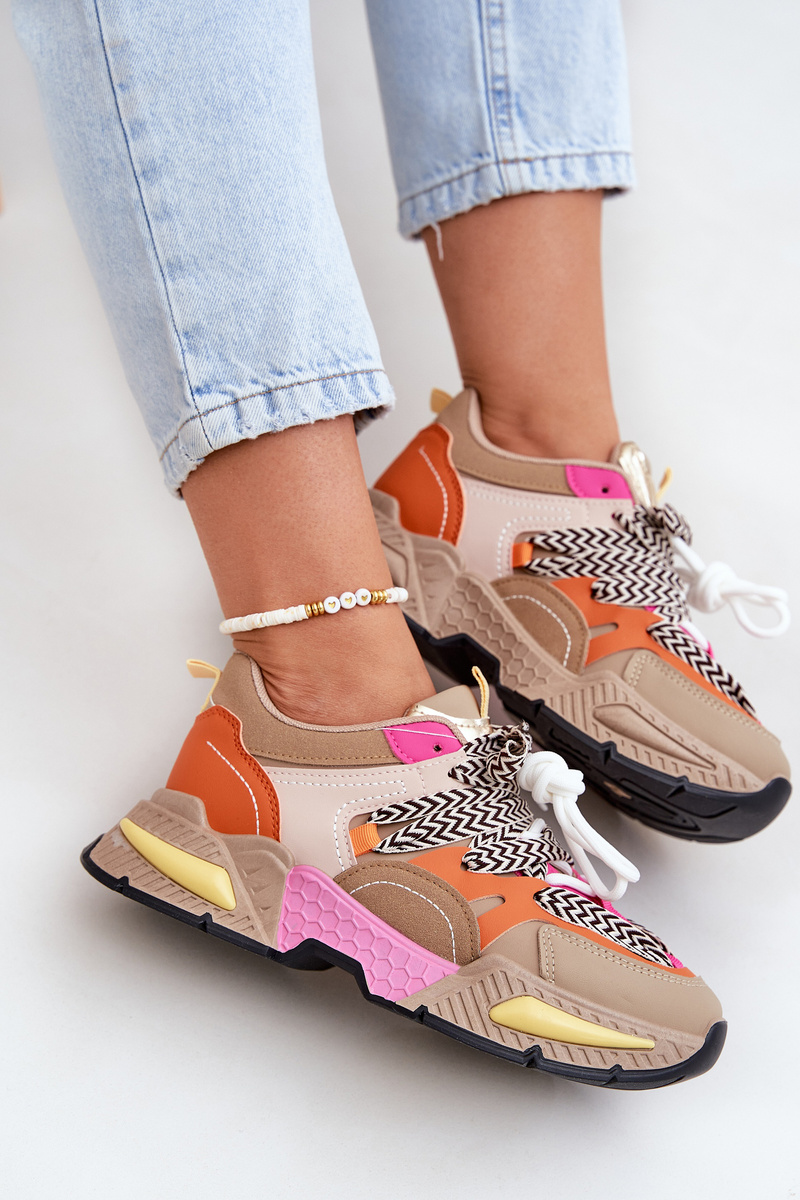 Boto Sportovní boty sneakers dámské s dvojitým šněrováním khaki Samoles