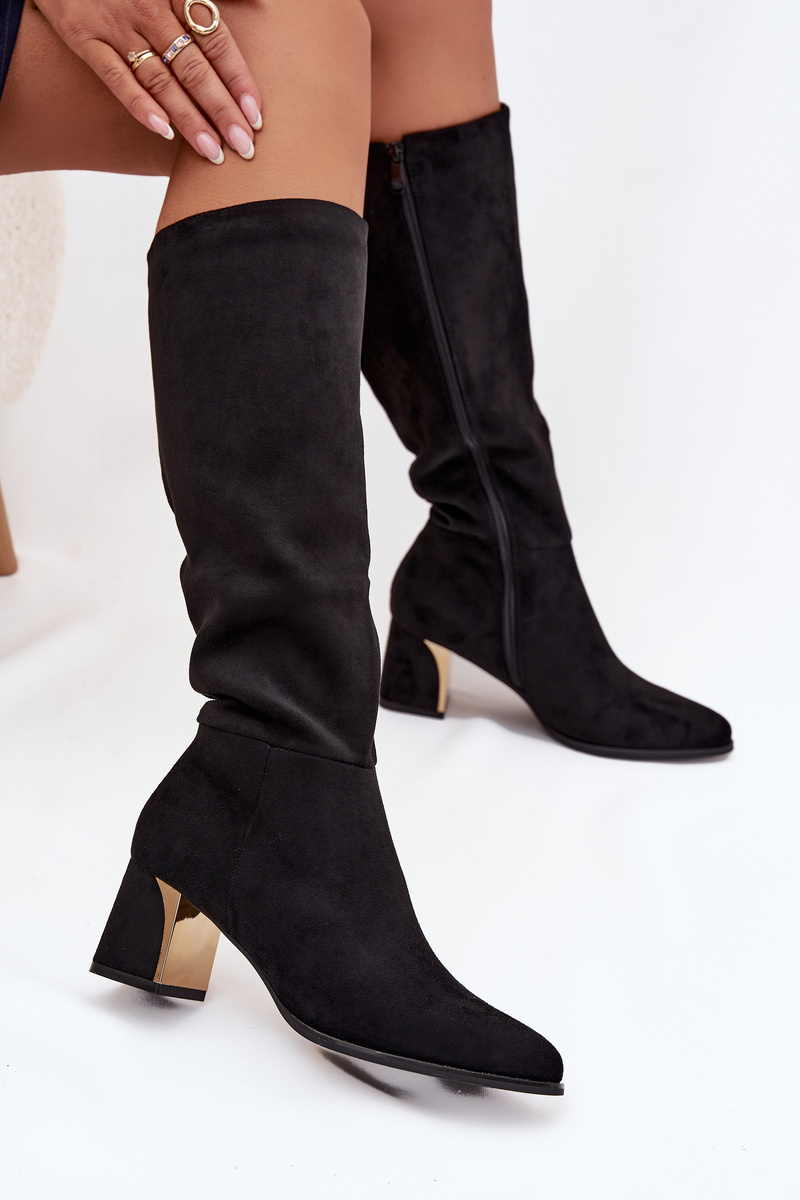 Boto Women's Heeled Boots With Gold Element Black Nivarae