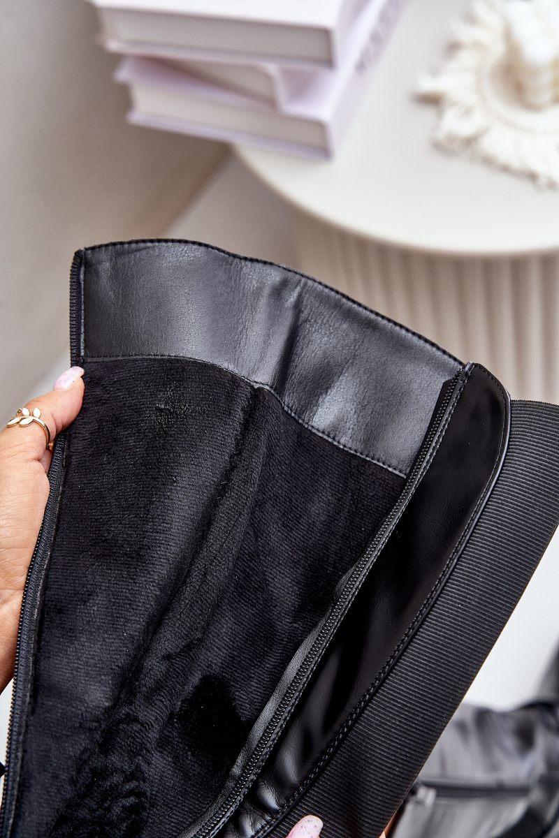 Insulated over-the-knee boots with zip buckle black Seavella