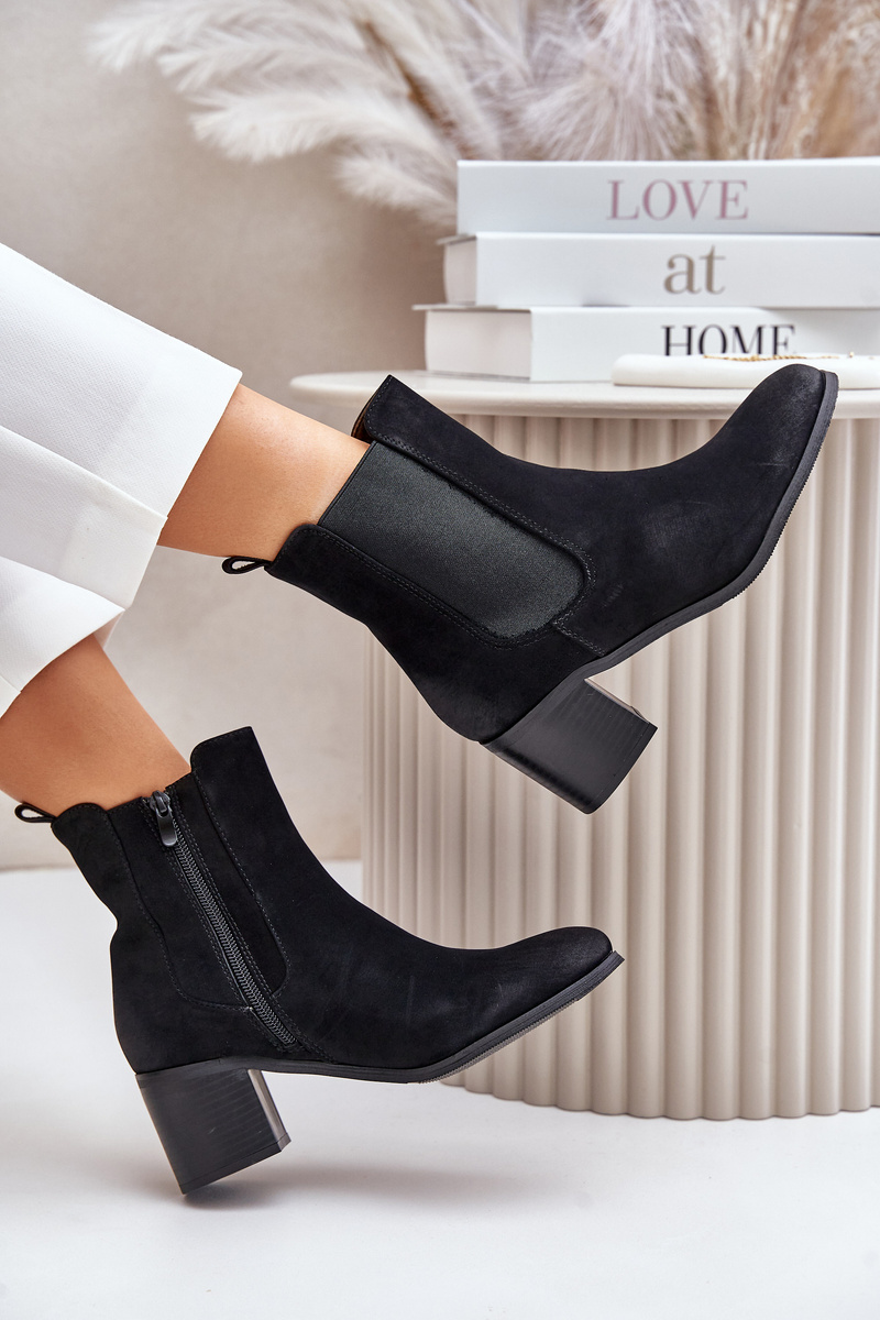 Insulated women's ankle boots with heels black Radeya