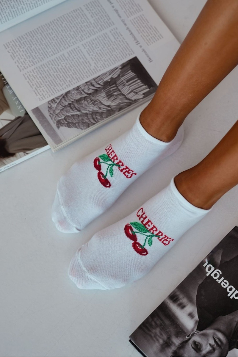 Milena Dámské Ponožky CHERRIES Bílé