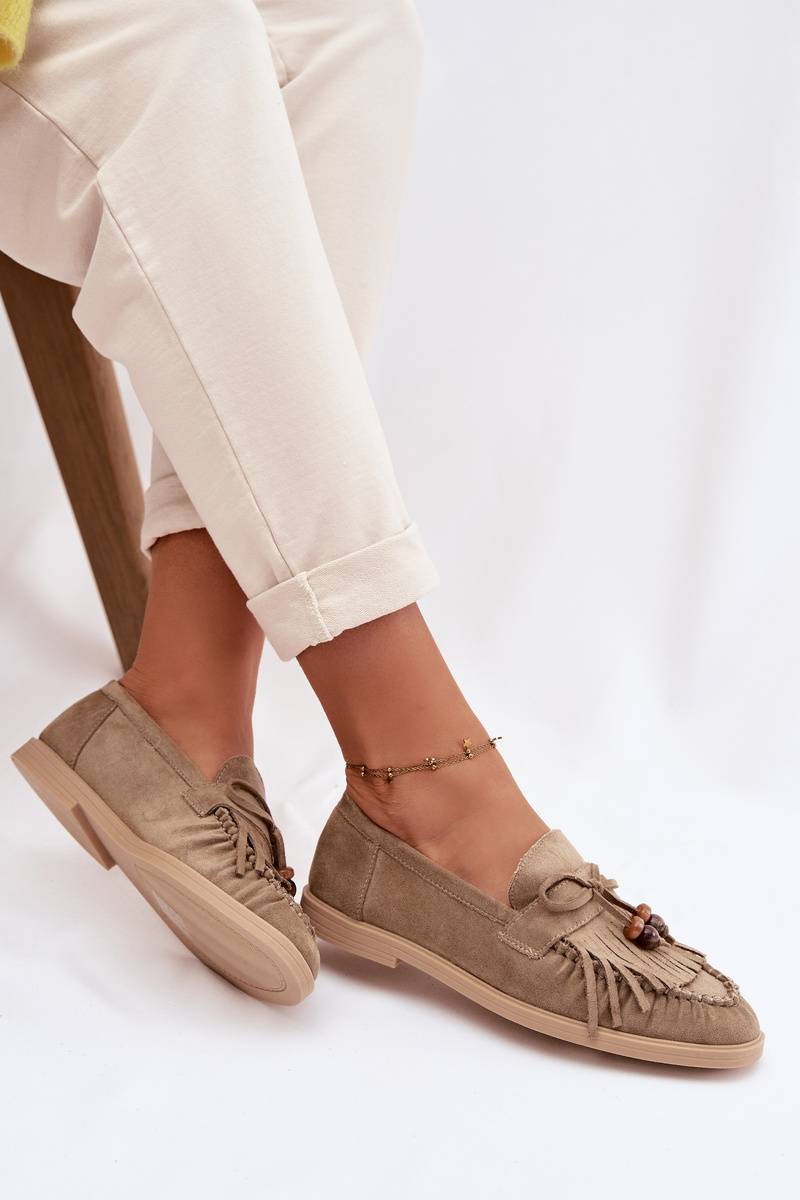 Dámské mokasíny s třásněmi a korálky Teressa