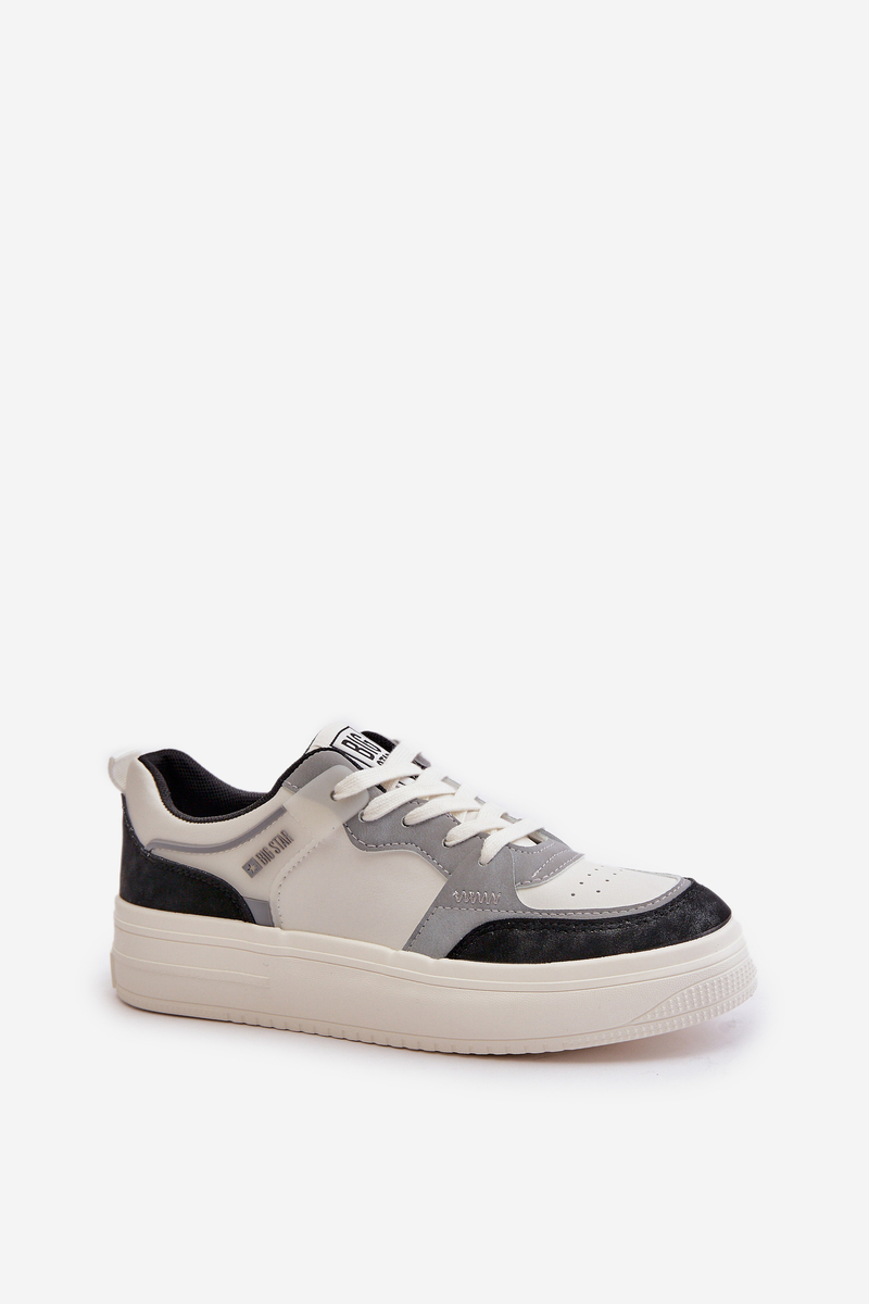 Women's low sneakers made of eco leather Big Star white-gray