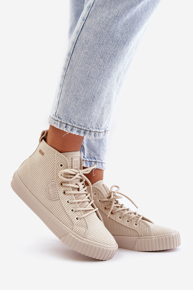 Insulated corduroy sneakers women's Big Star Hi-Poly system beige