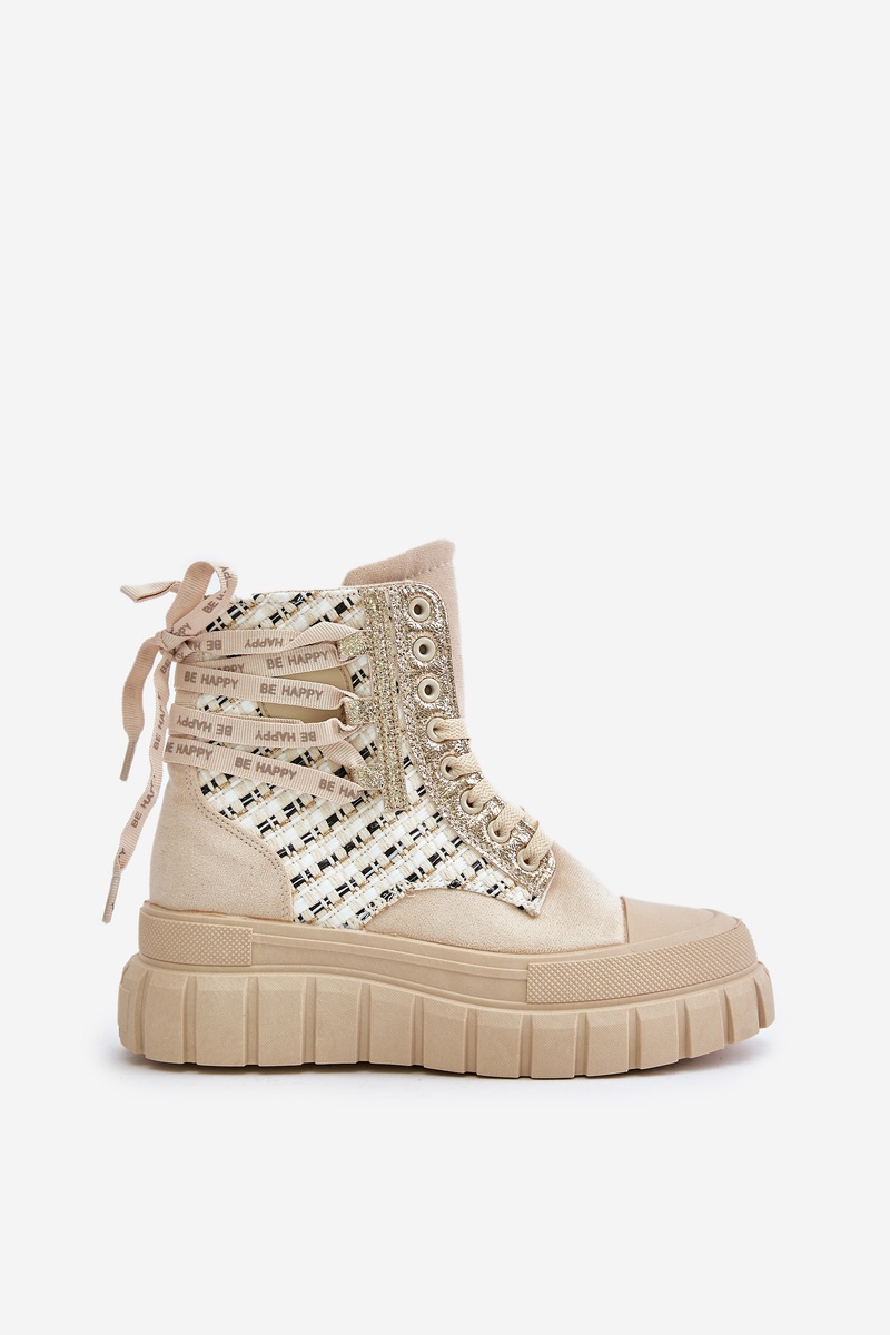 Women's high platform sneakers light beige Kernia