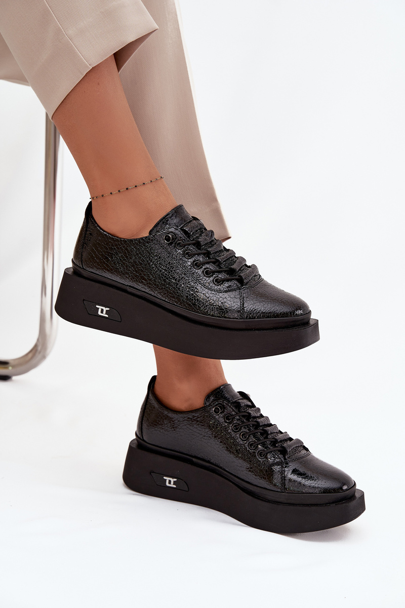 Kožené lakované dámske platformové topánky Artiker