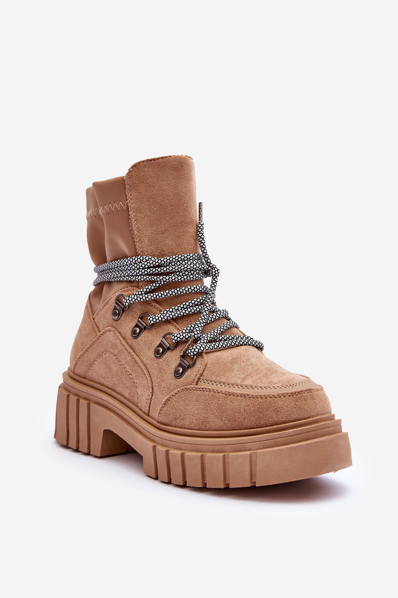 FG2 Dámske semišové čipky -up topánky Dark Beige Acorn
