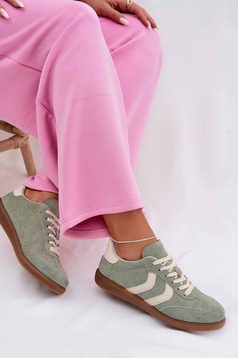 Дамски маратонки от органичен велур, зелени, Jesavella