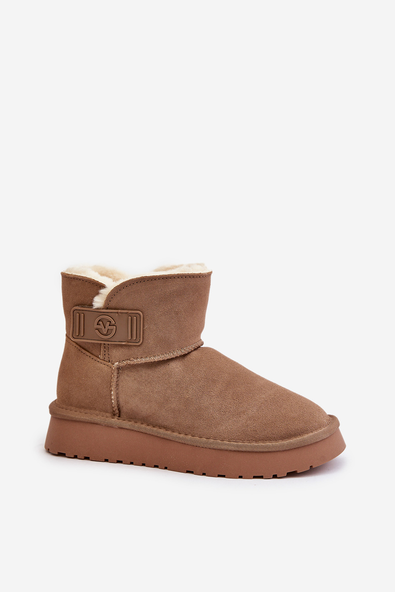 Leather suede snow boots with fur Vinceza beige
