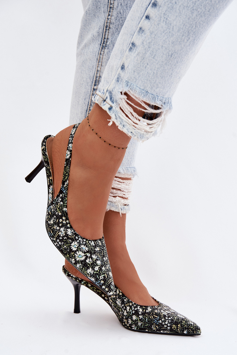 Дамски сандали на ток с цветя Olivelle