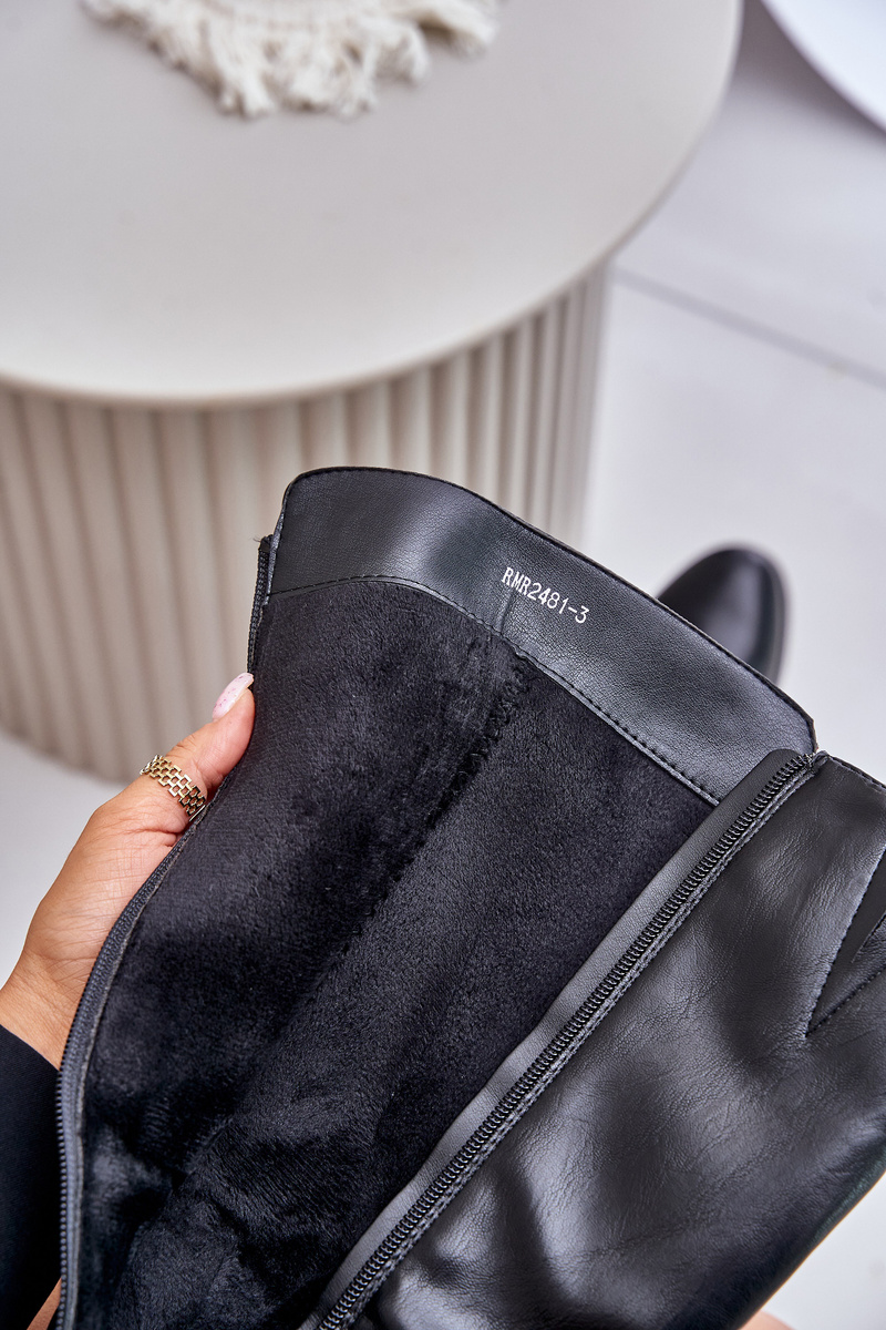 Knee-length eco-leather boots black Izanae