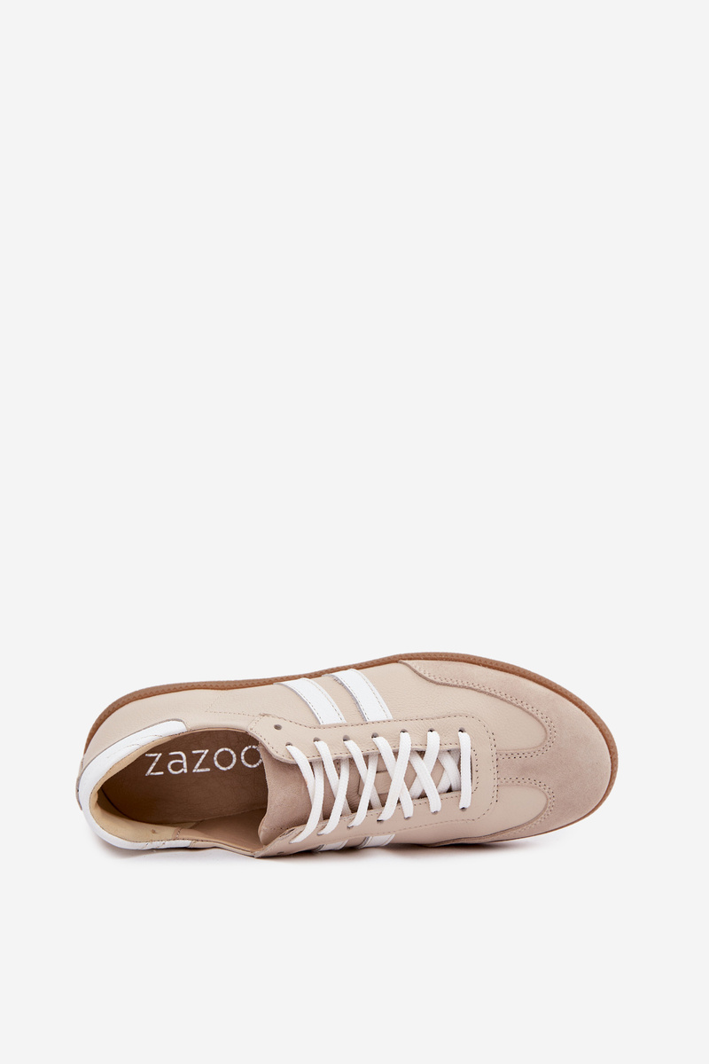 Zazoo N1068 Kožené nízke tenisky béžové
