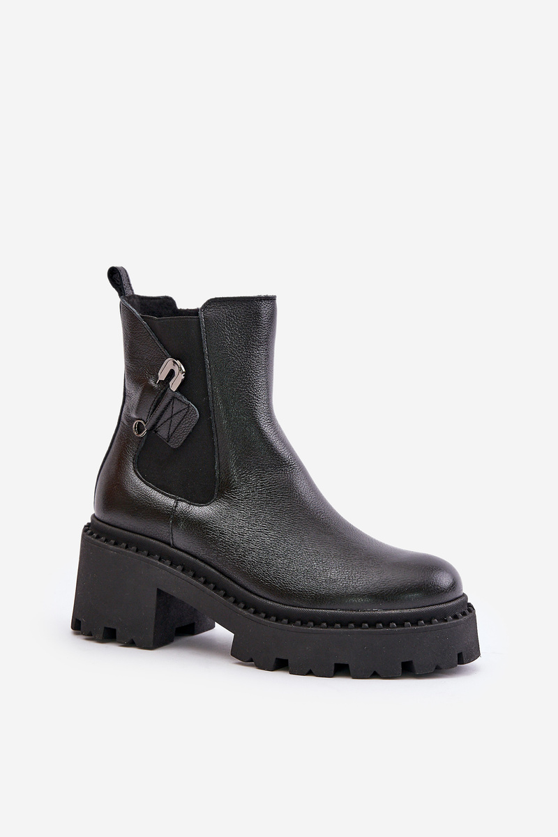 Zazoo Leather Insulated Ankle Boots with Black Decoration