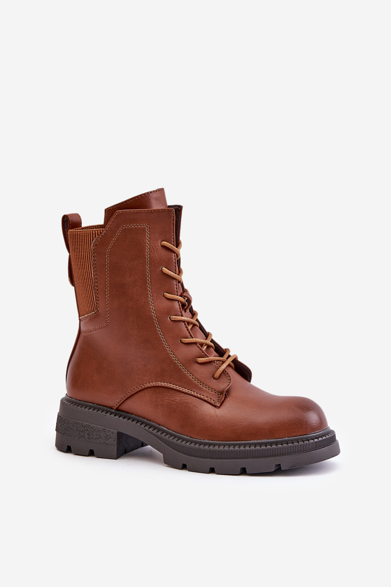 Insulated ankle boots Workers with zip brown Leairae