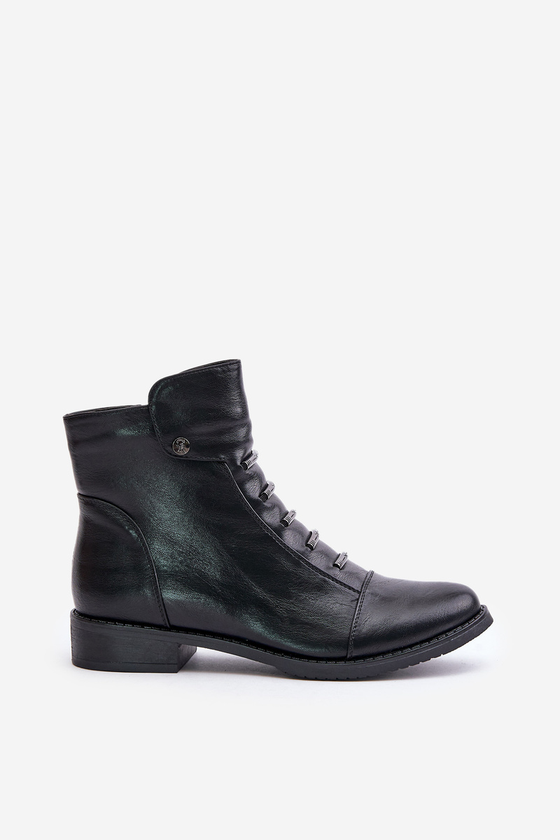 Insulated women's ankle boots on a flat heel black labise