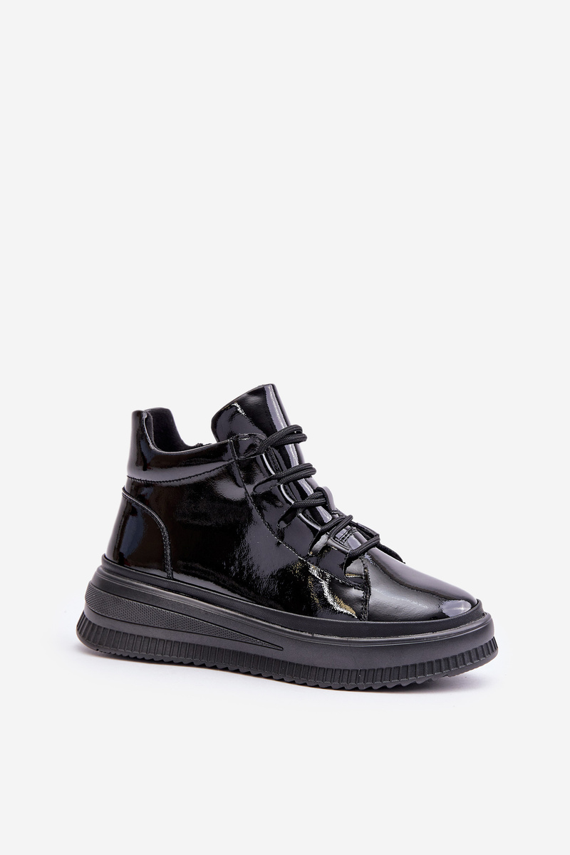 Lightweight patent leather sports shoes natural leather Artiker black