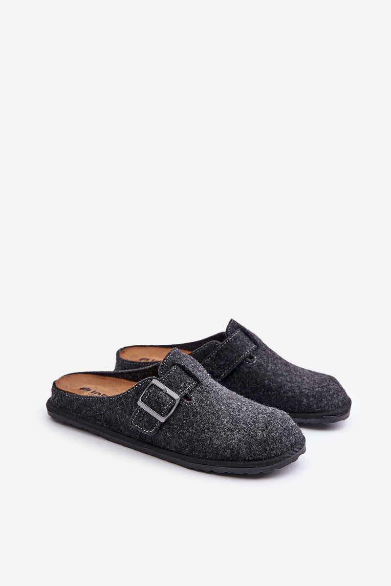 Comfortable men&#039;s slippers with Inblu buckle graphite