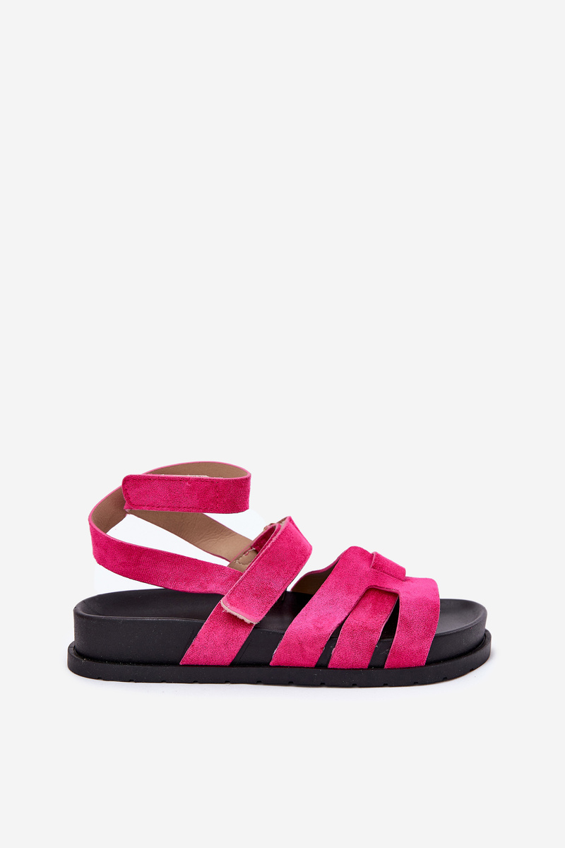 Boto Eko Semišové Dámske Sandále S Velcro Fuchsie Valpera