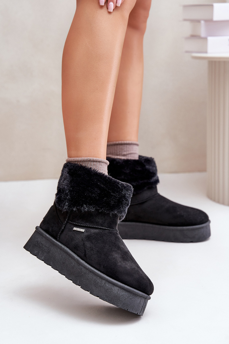 Platform Snow Boots with Fur Big Star Black