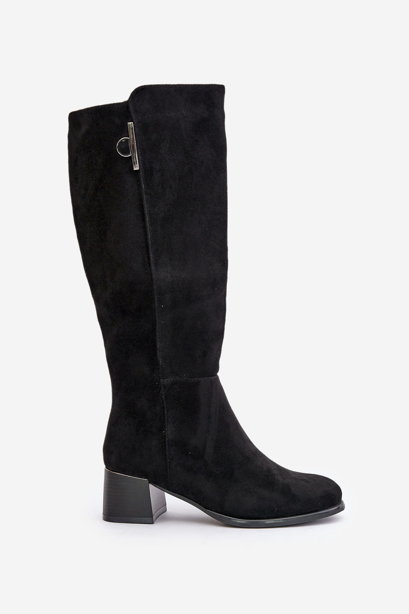 Knee-length eco-suede boots black Izanae