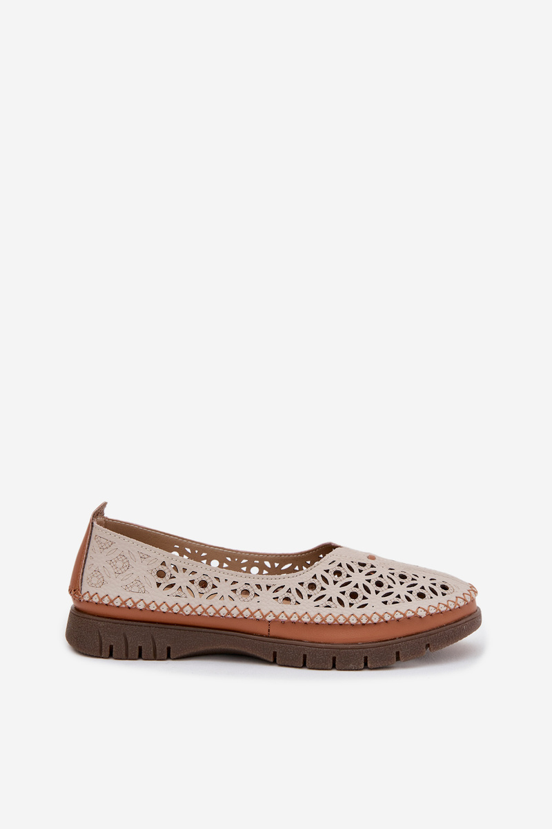 Dámske dierkované balerínky z pravej kože