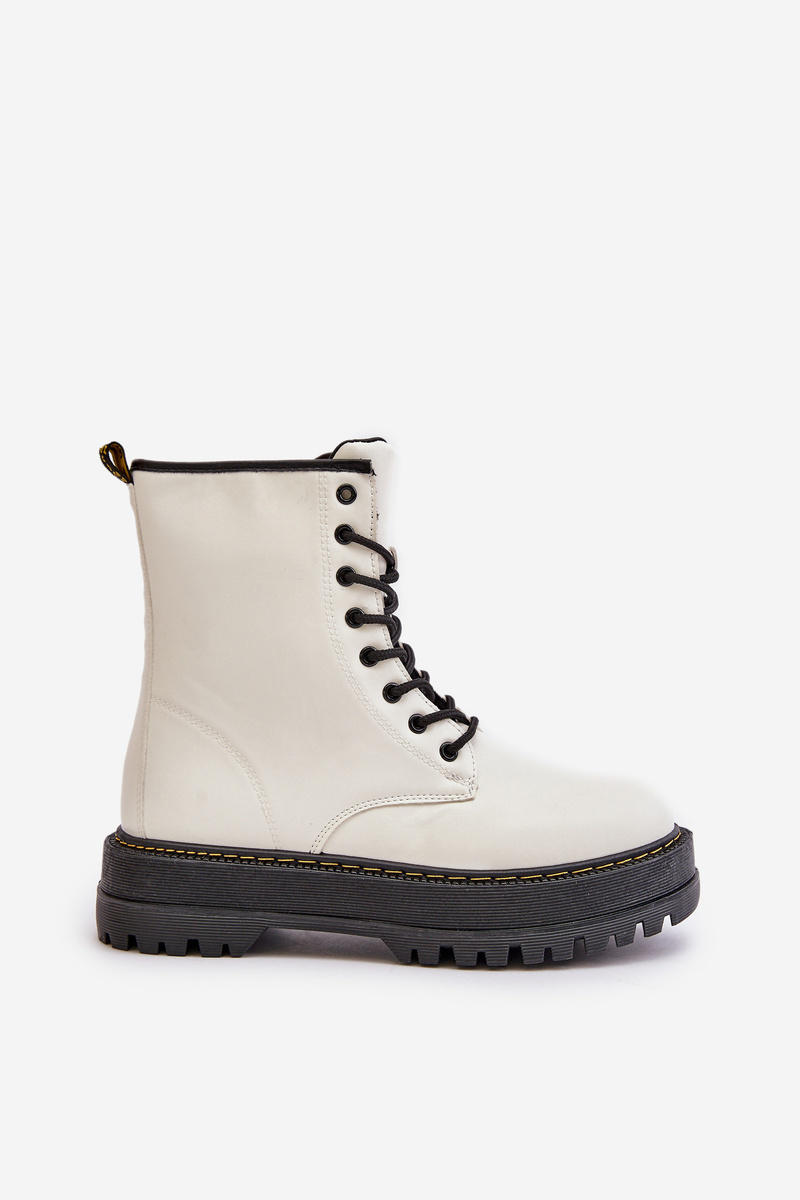 Insulated Ankle Boots Made of Eco Leather Zipper White Lay