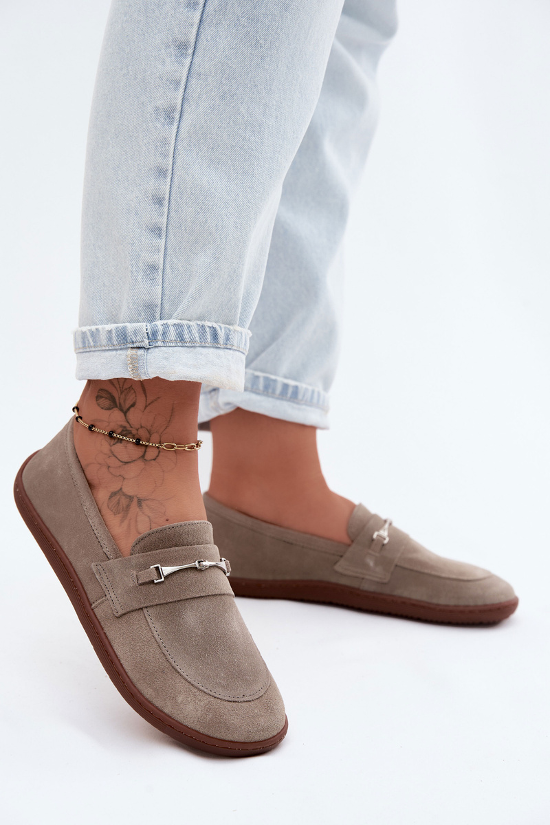 Dámské barefoot semišové mokasíny Cappuccino