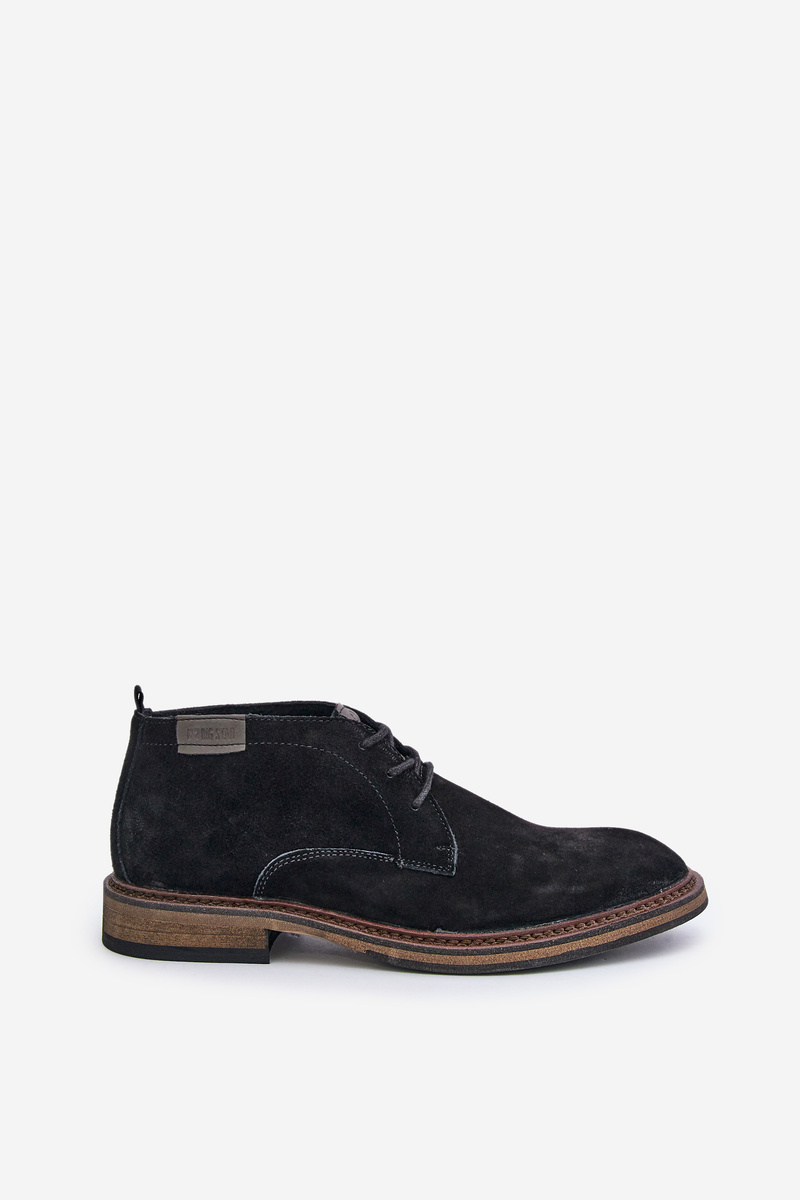 BIG STAR SHOES Semišové Pánske Čižmy Na Šnurovanie Čierne Big Star