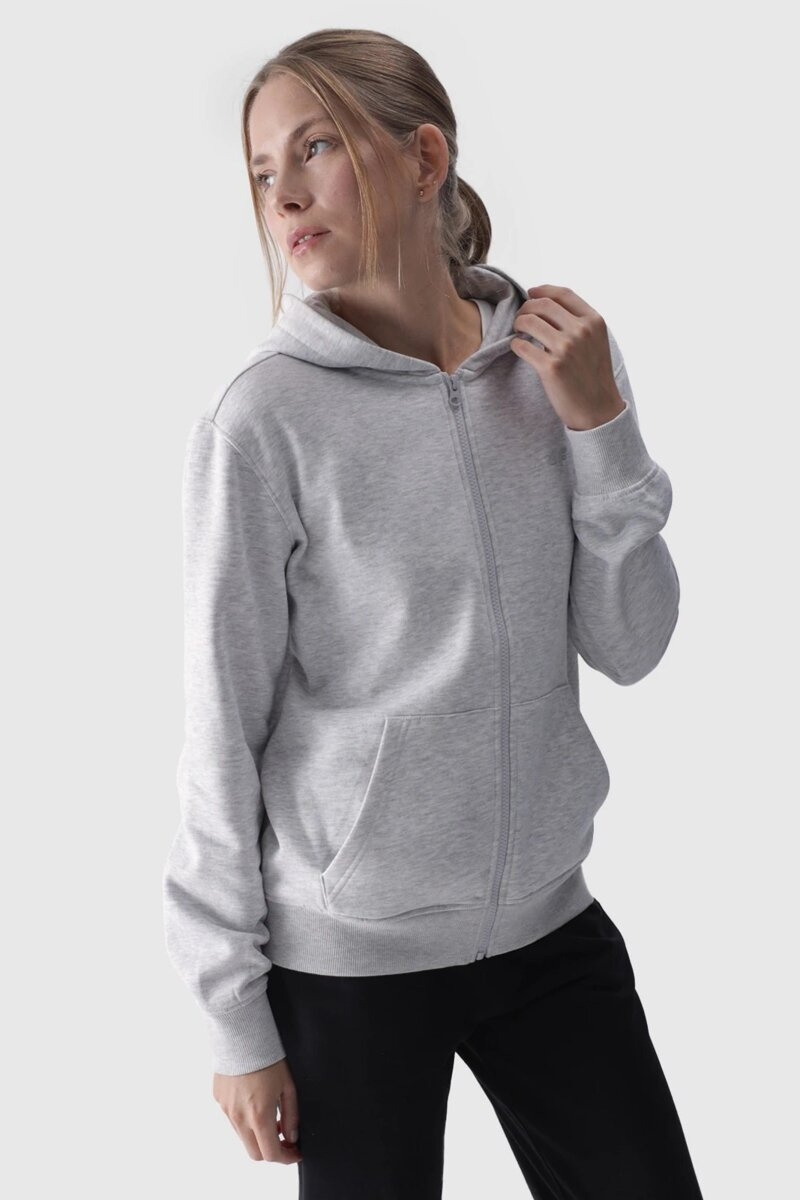 Women's Hoodie Zippered Cotton 4F Gray 4FWMM00TSW