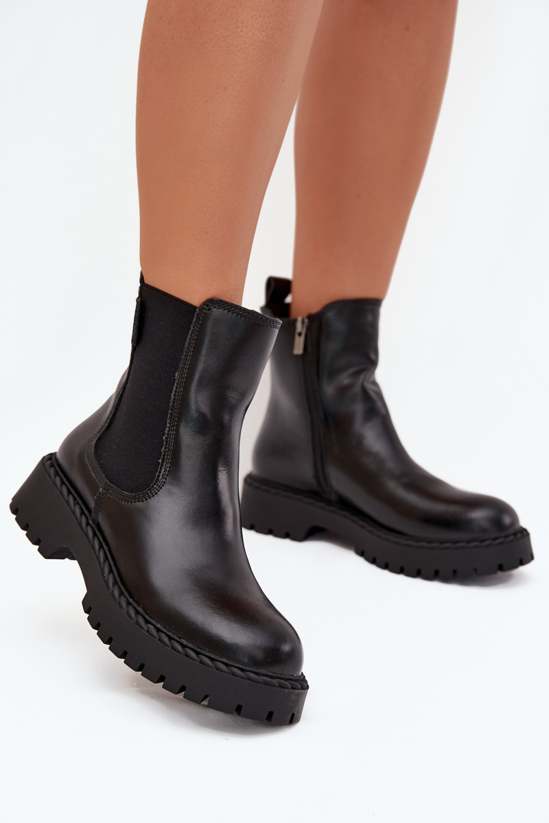 BIG STAR SHOES Leather Women's Ankle Boots Insulated With Zipper Big Star