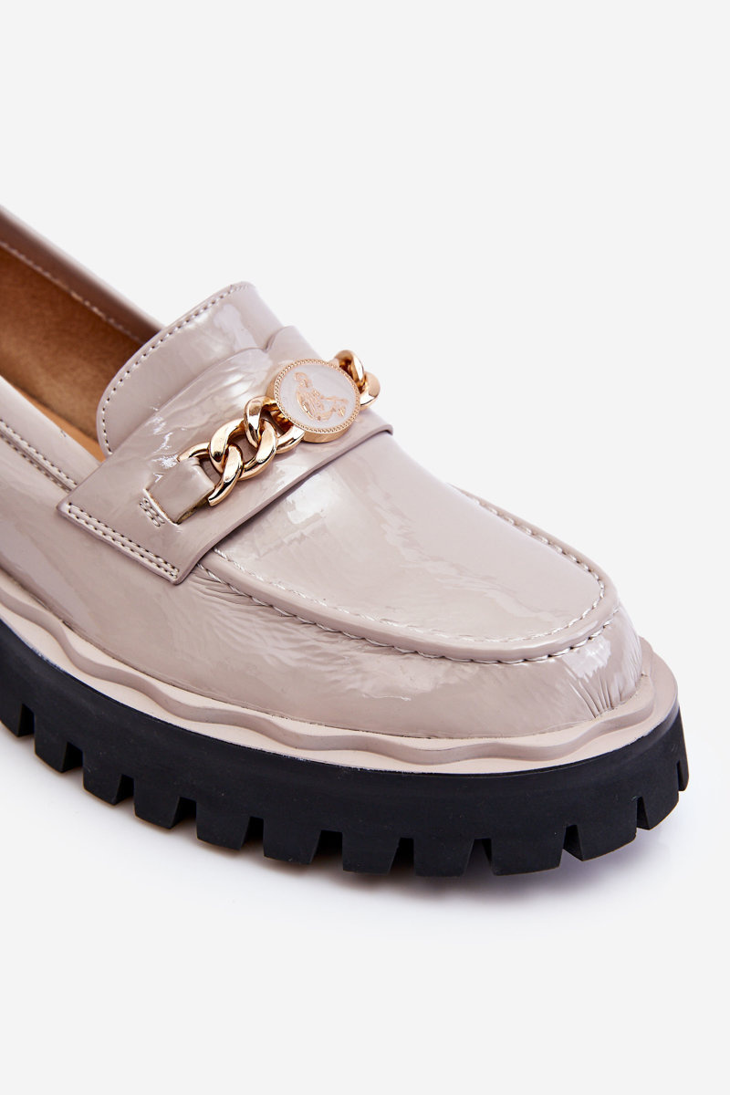 Patent leather platform loafers Light grey Ronin