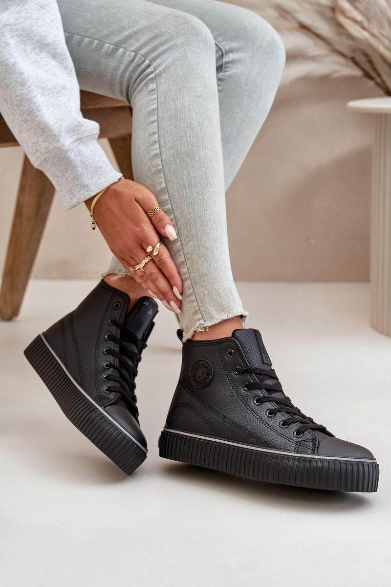 Women's insulated sneakers made of eco leather Big Star black