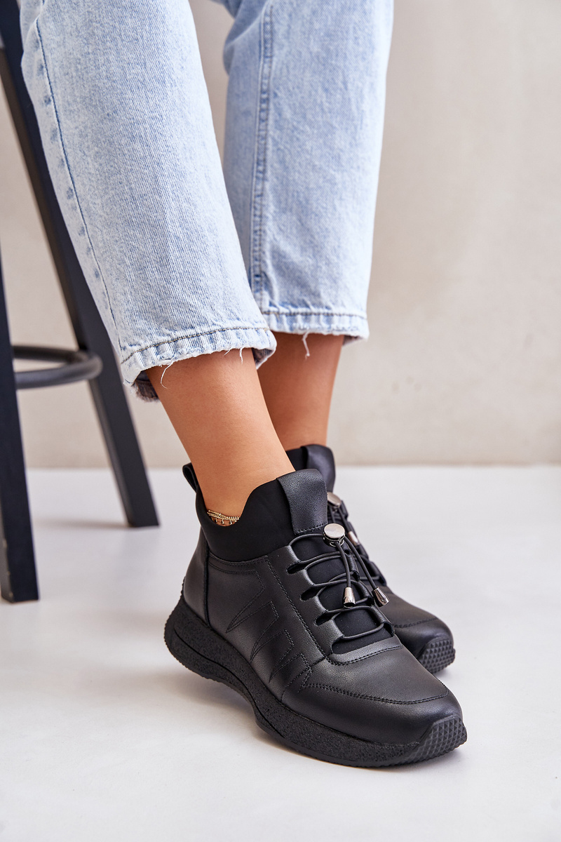 Insulated sports leather zipper shoes Artiker black