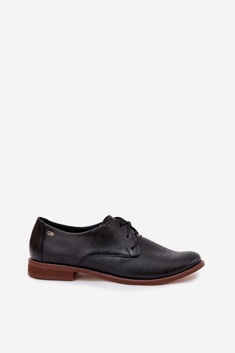 Dámske kožené elegantné šnurovacie topánky Zazoo 4238 Čierne