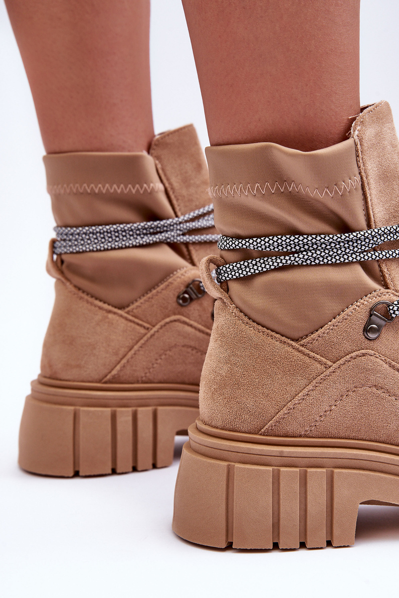 FG2 Dámske semišové čipky -up topánky Dark Beige Acorn