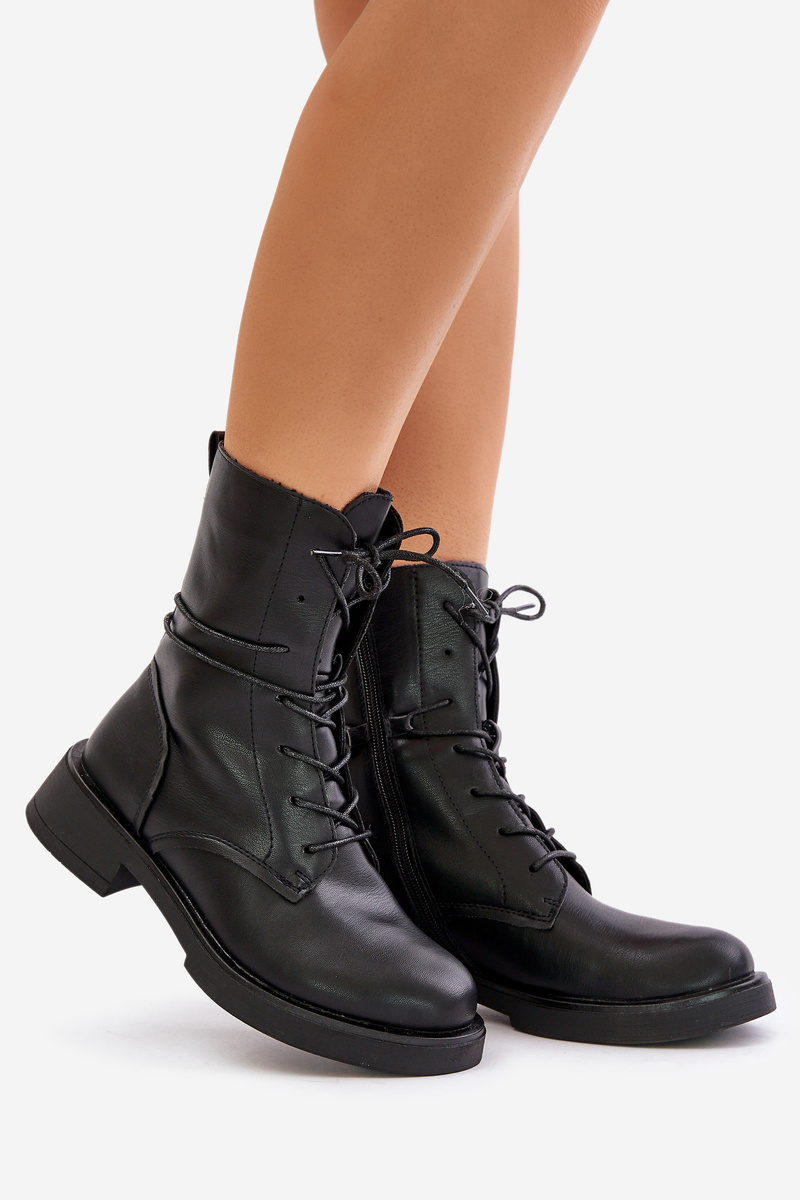 Women's insulated ankle boots eco leather black Ellittia